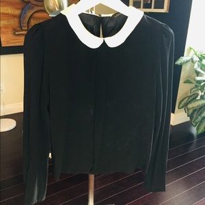 Zara Black Blouse with White Collar
